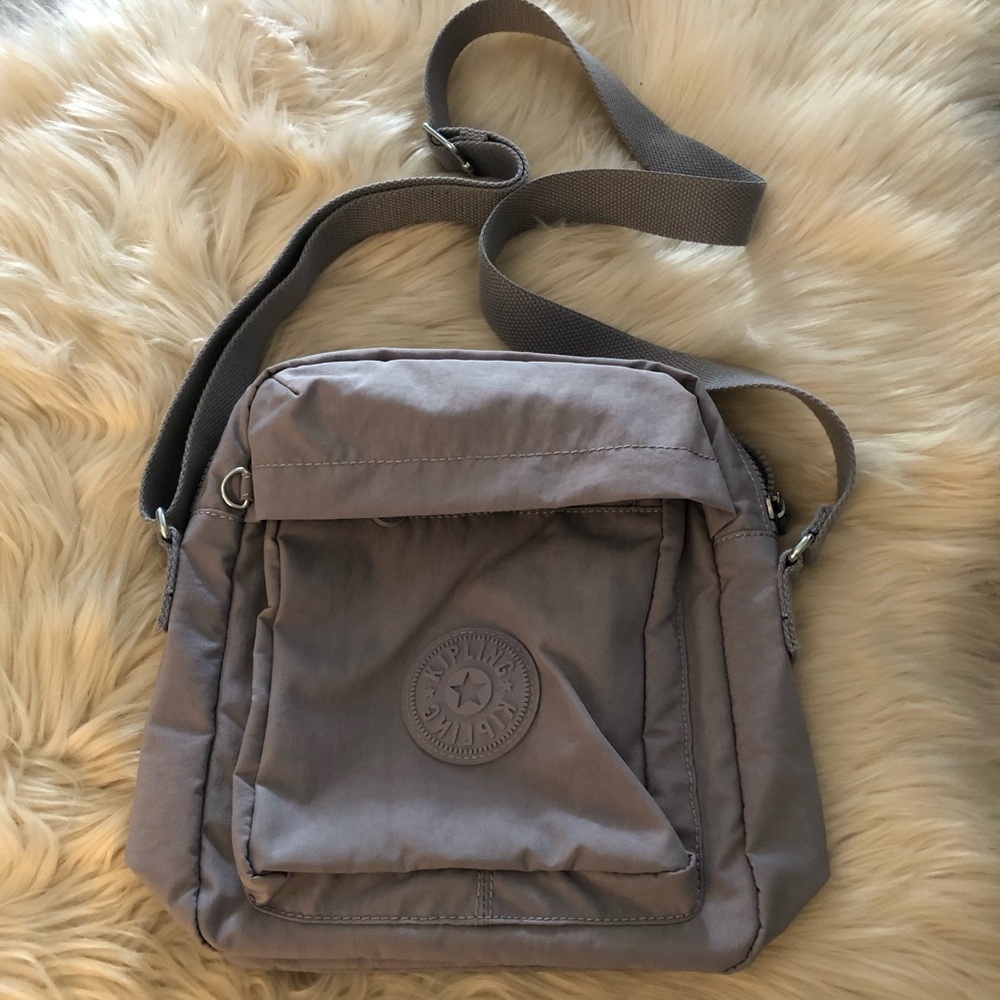 Kipling gray nylon crossbody purse